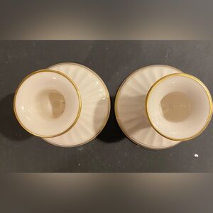 LENOX Holiday Candle Holders with Holly / Gold Trim